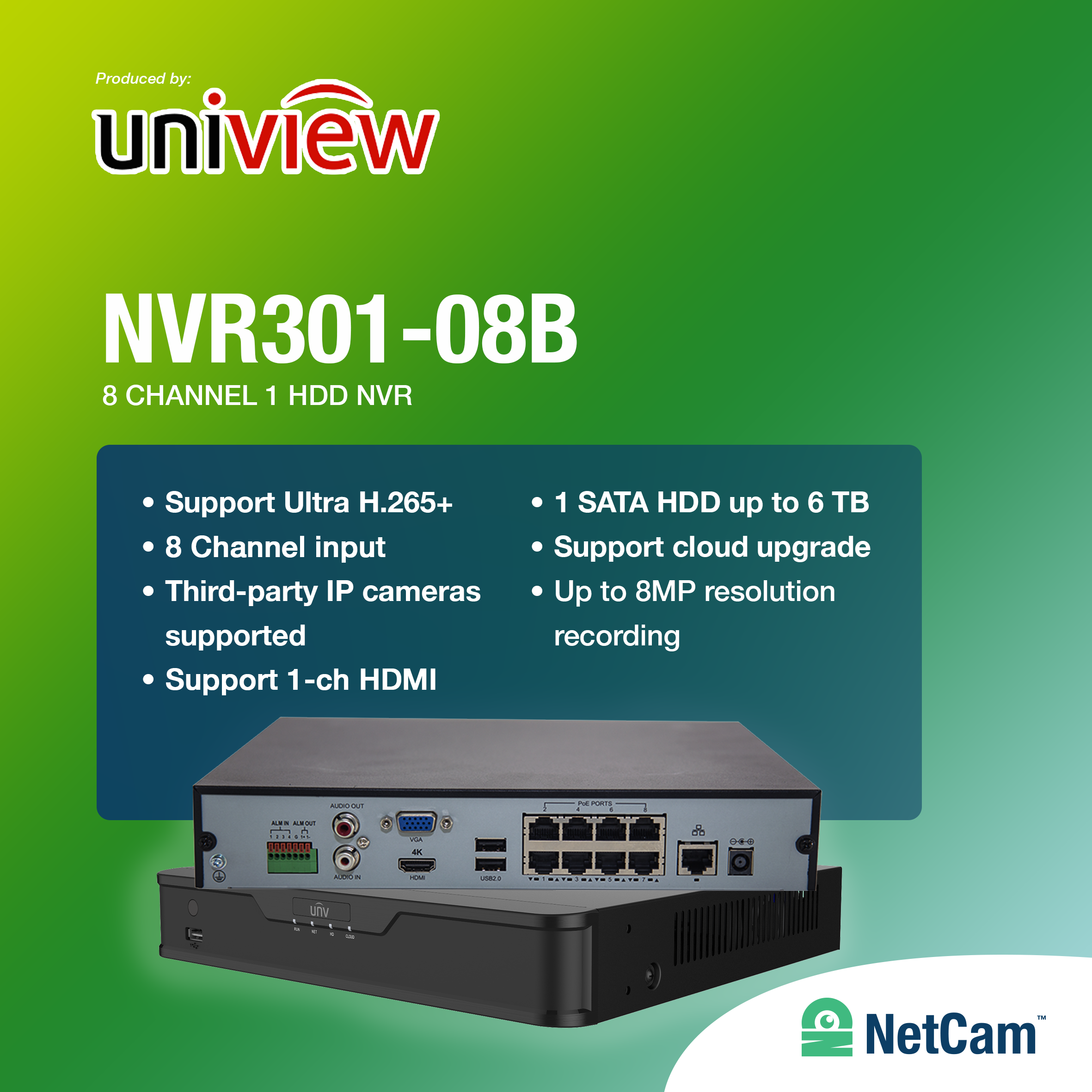 UNV NVR301-04LB-P4 (4 CHANNEL UP TO 1080P + POE)