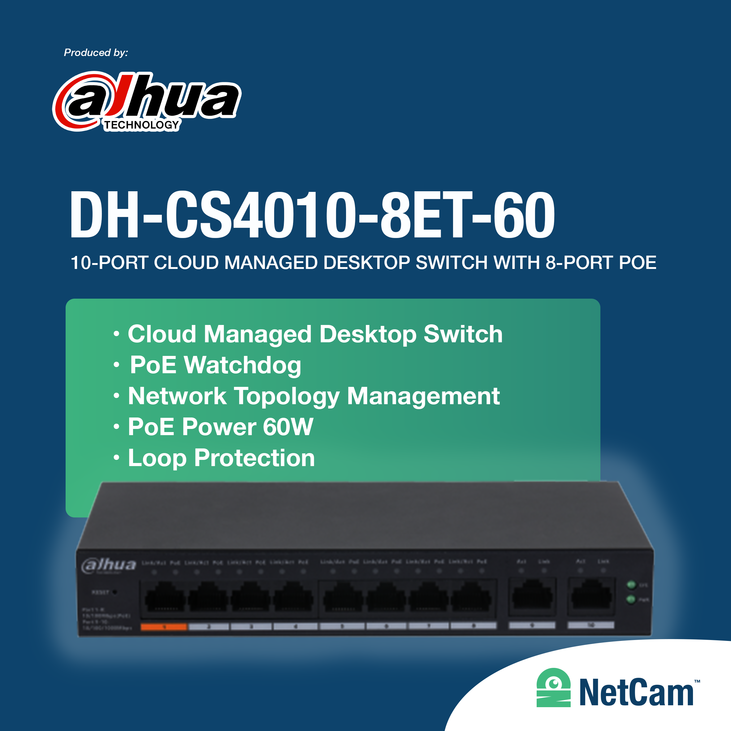 DAHUA POE DH-CS4010-8ET-60 (8 PORT 10/100MBPS)