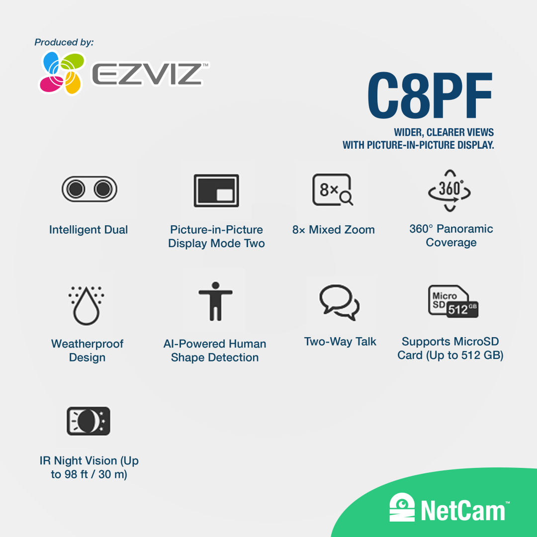 EZVIZ PTZ C8PF (2MP/ 8X ZOOM)