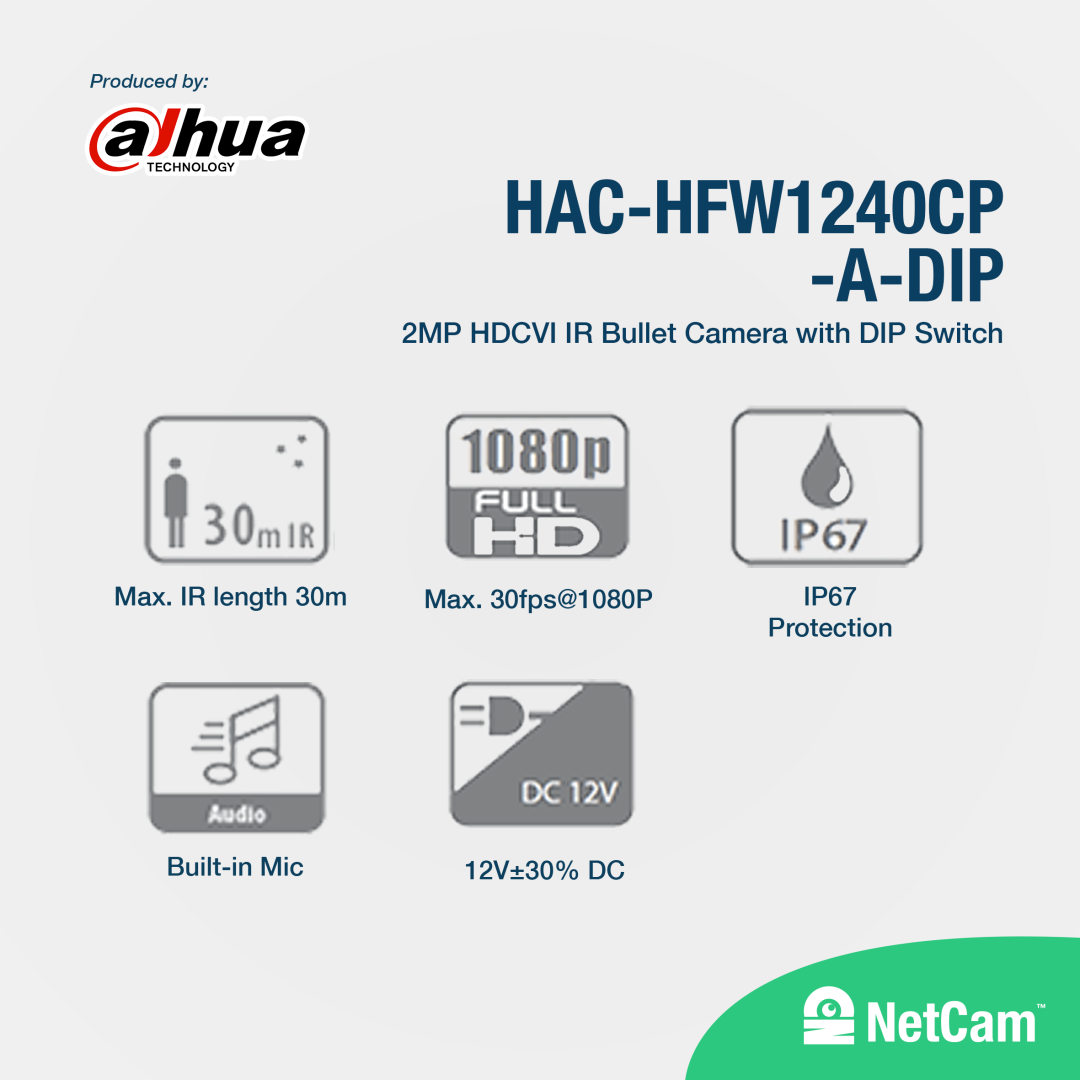 DAHUA OUTDOOR DH-HAC-HFW1240CP-A-DIP (2MP/ AUDIO)