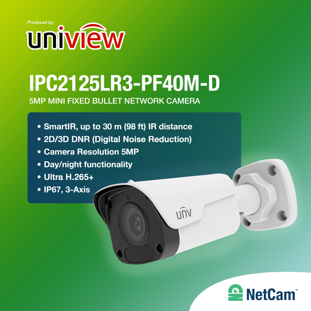 UNV OUTDOOR IPC2125LR3-PF40M-D(5MP/ 4.0MM/ IR30M)