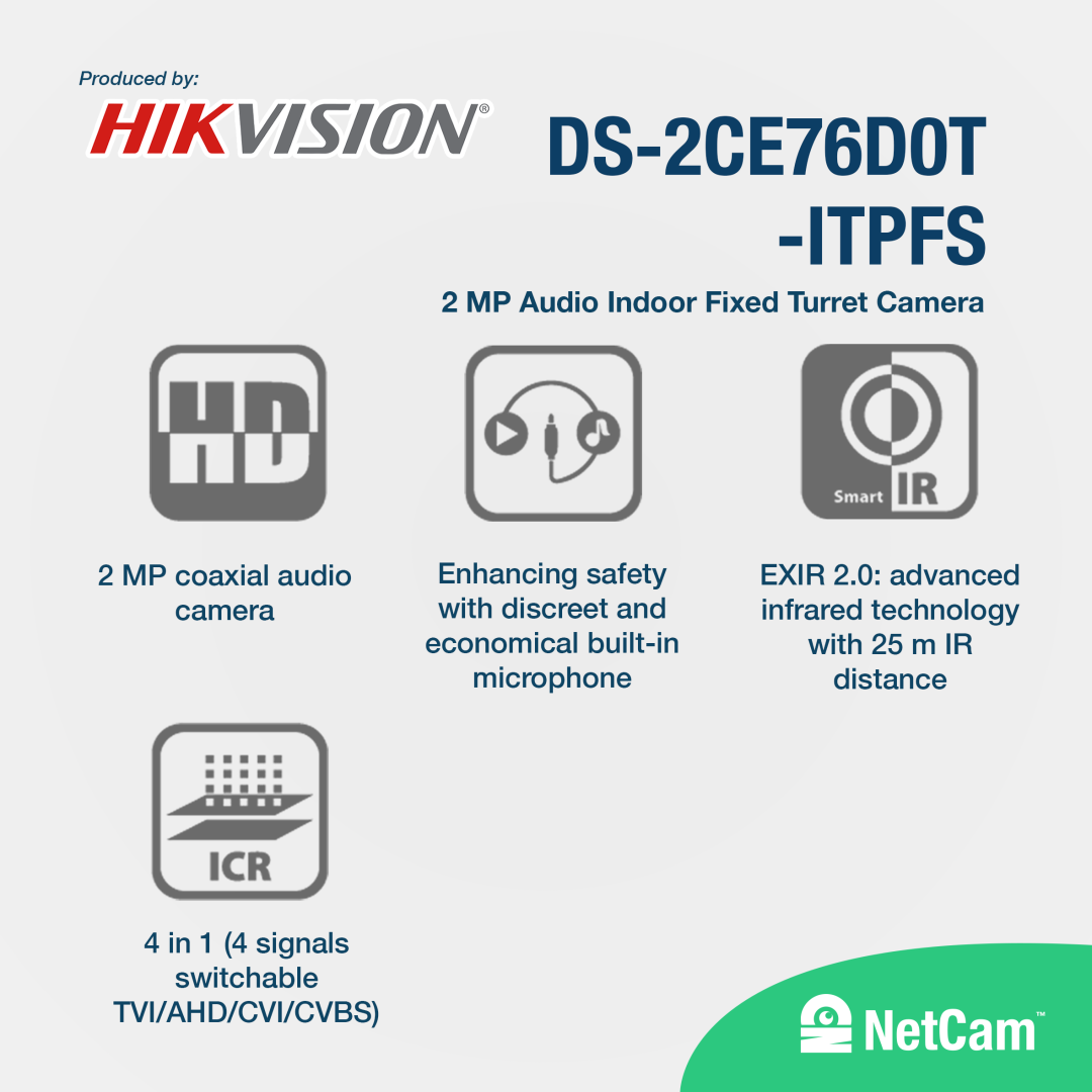 HIKVISION INDOOR DS-2CE76D0T-ITPFS (2MP/2.8MM/AUDIO)