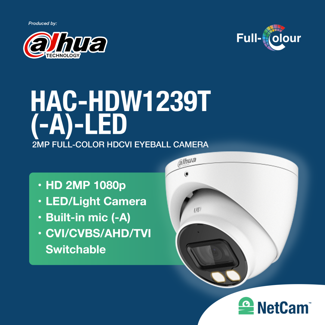 DAHUA INDOOR DH-HAC-HDW1239TLP-A-LED (2MP/ 2.8MM/ AUDIO/ FULLCOLOR)