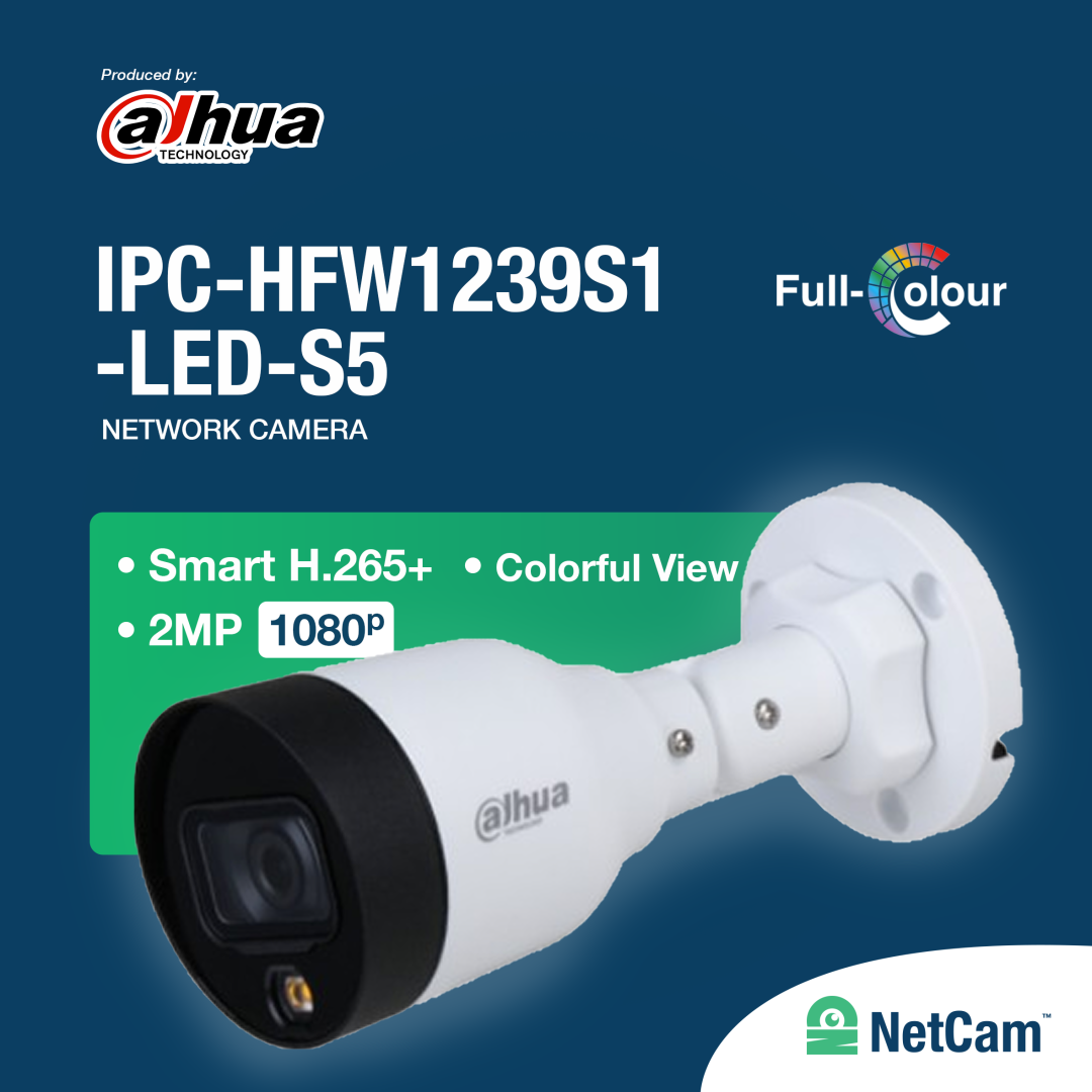 DAHUA IP OUTDOOR DH-IPC-HFW1239S1-LED-S5 (2MP/ 2.8MM/ FULLCOLOR)