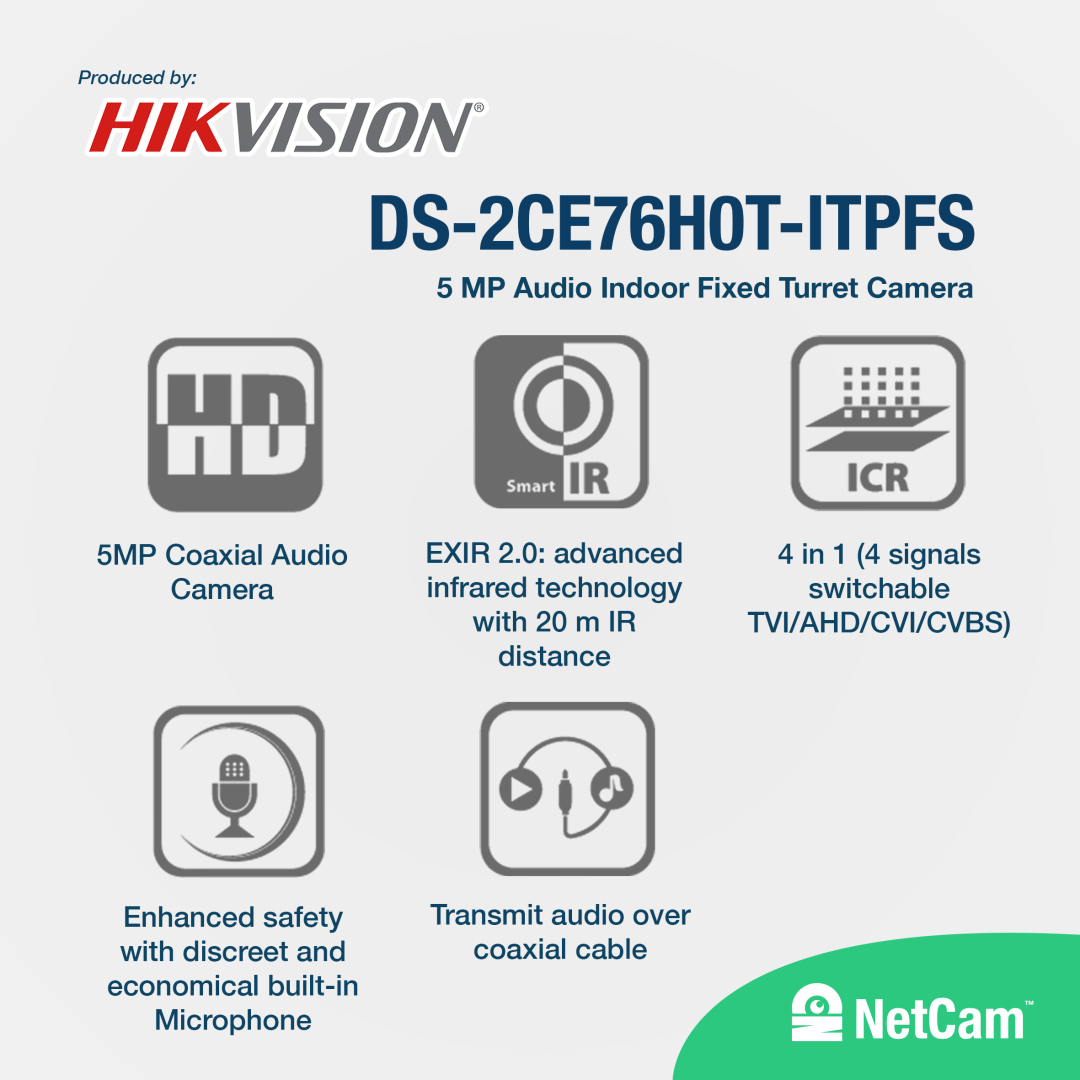 HIKVISION INDOOR DS-2CE76H0T-ITPFS (5MP/2.8MM/AUDIO)