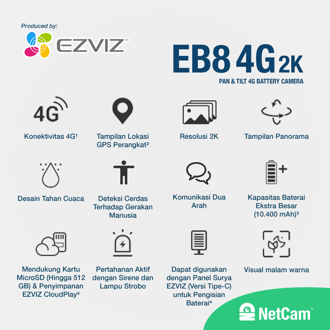EZVIZ PTZ EB8 4G (3MP/ SOLAR CELL)