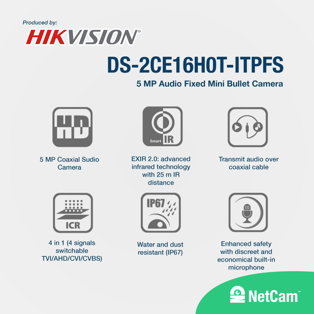 HIKVISION OUTDOOR DS-2CE16H0T-ITPFS (5MP/2.8MM AUDIO)