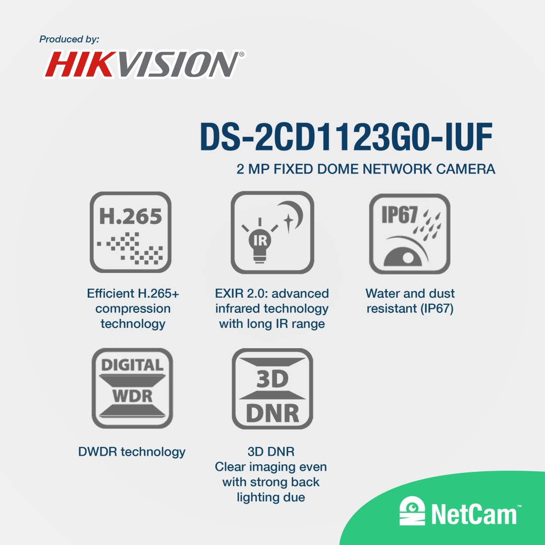 HIKVISION IP INDOOR  DS-2CD1123G0-IUF (2MP/ 2.8MM AUDIO SLOT SDCARD)